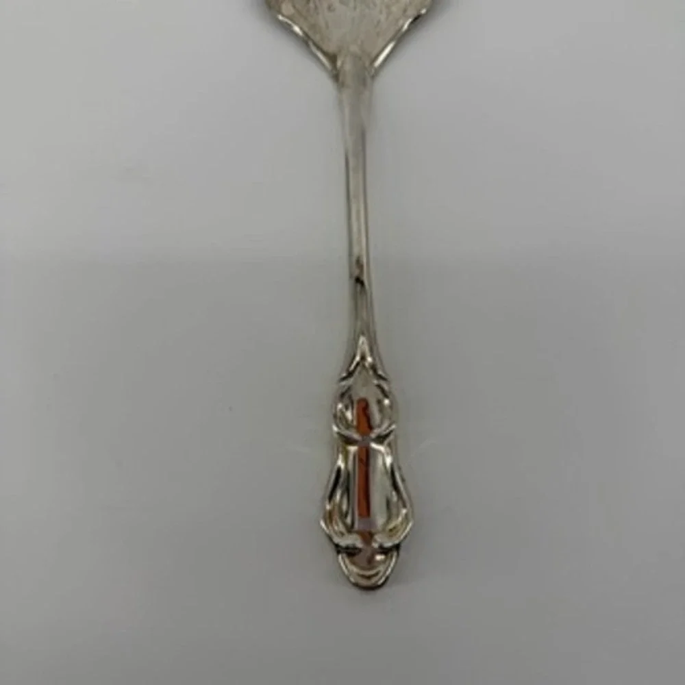 Vintage Silver Plated Etched Floral Lasagna Pie Cake Server Ornate Handle 12 in